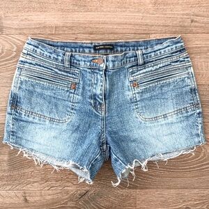 New York & Company Western Cowgirl Retro Cutoff Denim Jean Short Light Wash